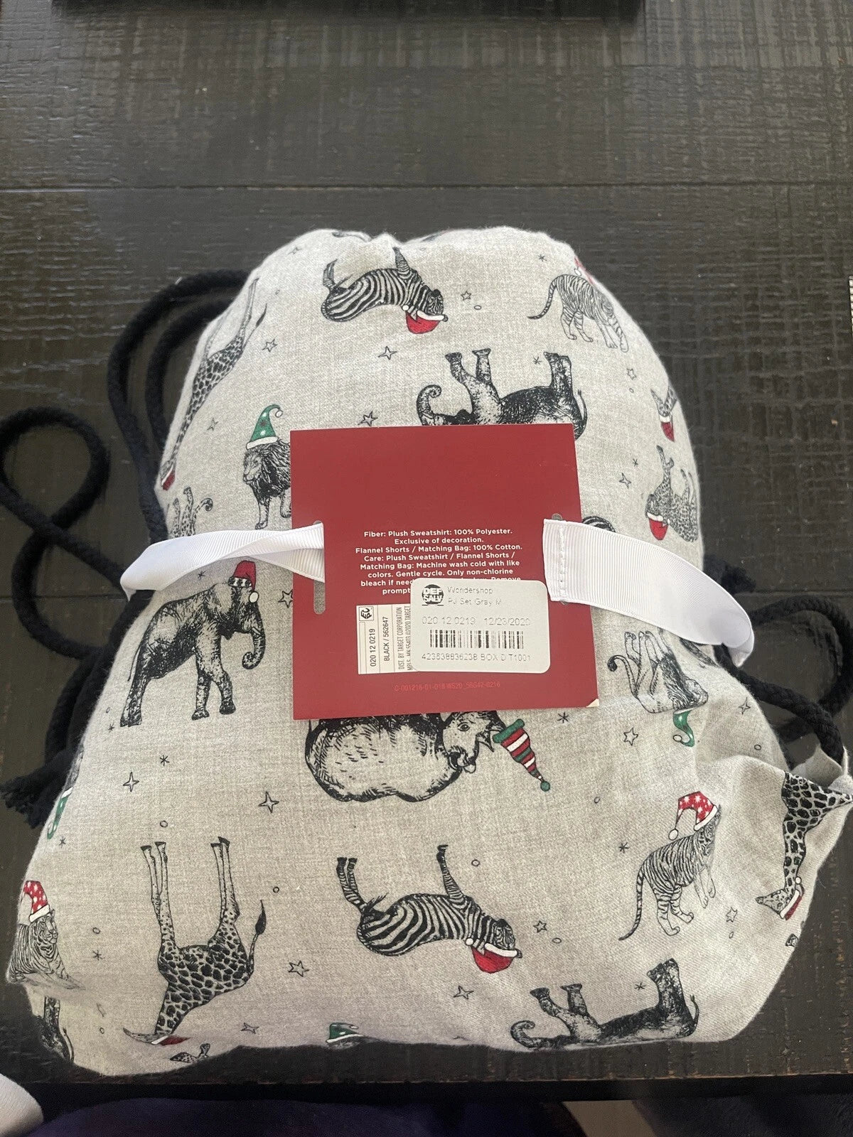 Wondershop Women's Pajama set w bag "Feeling Festive" Safari animals Christmas M