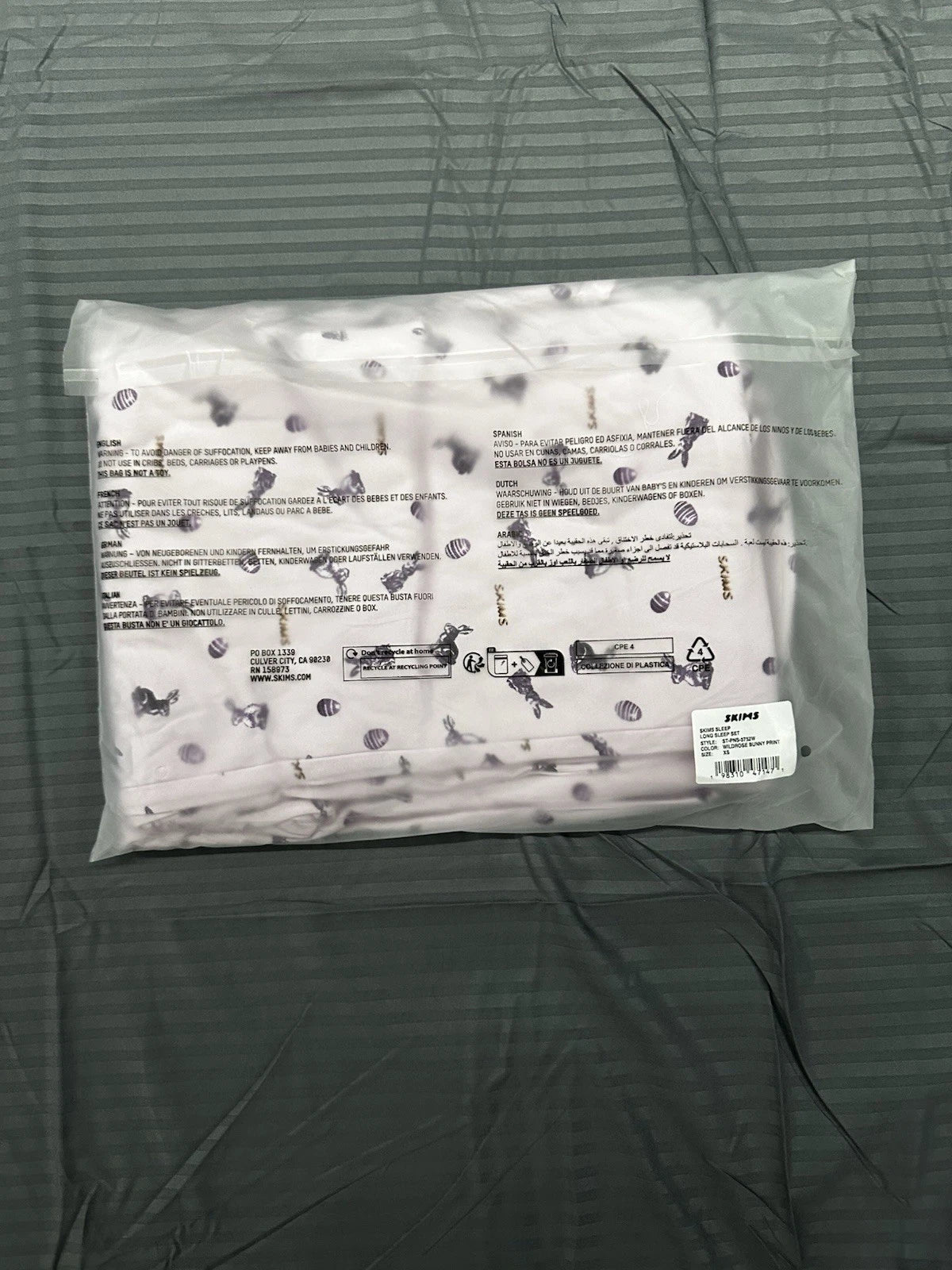 Skims Sleep Long Sleeve Button Up Set ( Wildrose Bunny Print | XS )