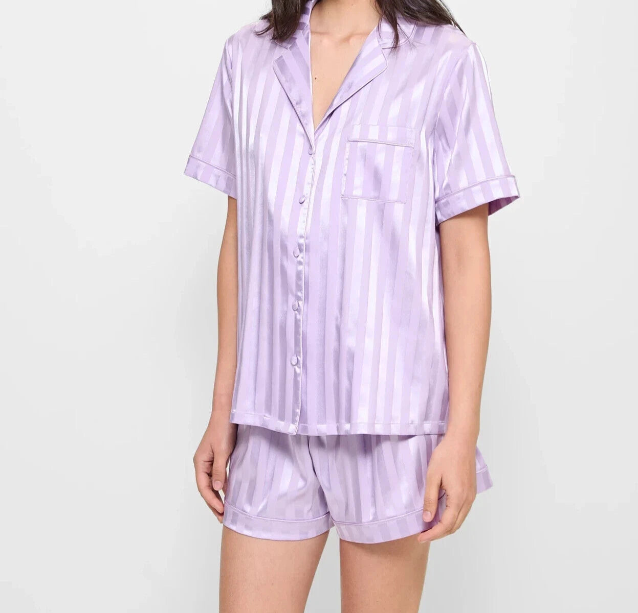 LADIES size M / 12 Lilac purple Satin button up summer pyjamas Target NEW