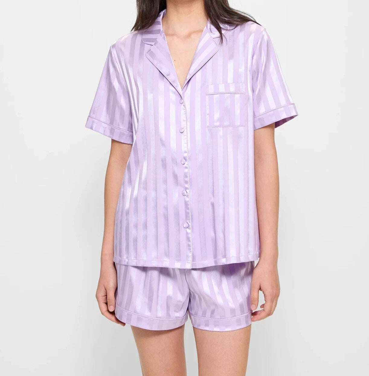 LADIES size M / 12 Lilac purple Satin button up summer pyjamas Target NEW