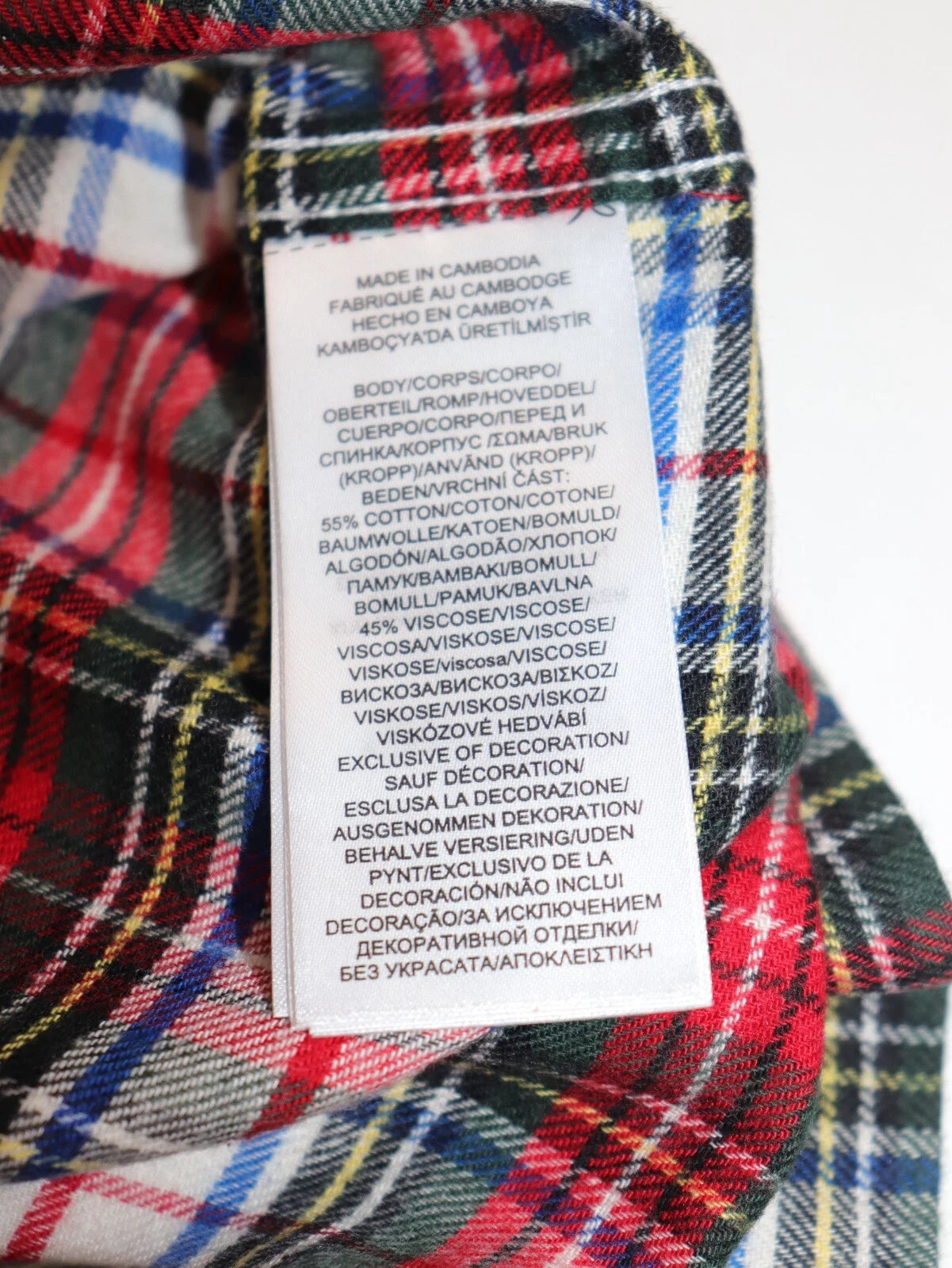 RALPH LAUREN Size M Women's Pajama Ivory Plaid BRUSHED TWILL Pant Set NEW