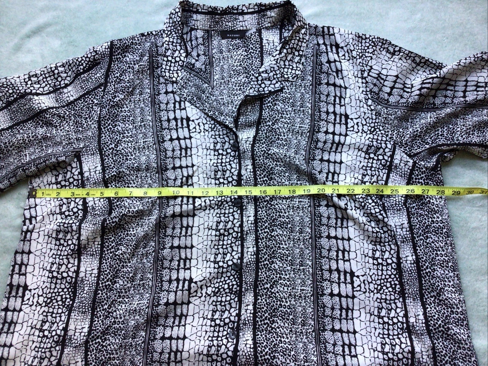Natori Pajamas Shirt Pants Black White Animal Print Size 3XL Lounge Wear