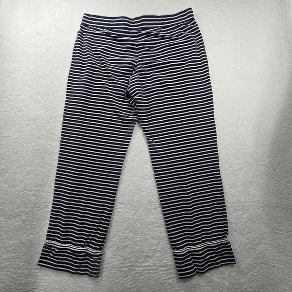 J Crew Womens Pajama Set L Blue White Striped Long Sleeve Sleepwear Lounge Comfy