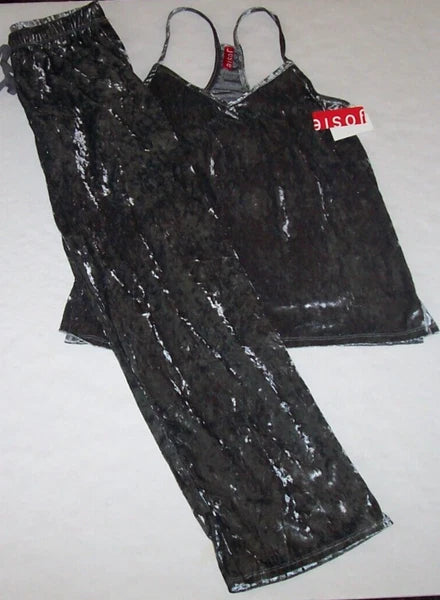 NWT Josie Natori GRANITE GRAY VELVET CRUSH Soft Pajama/Lounge Set S GORGEOUS