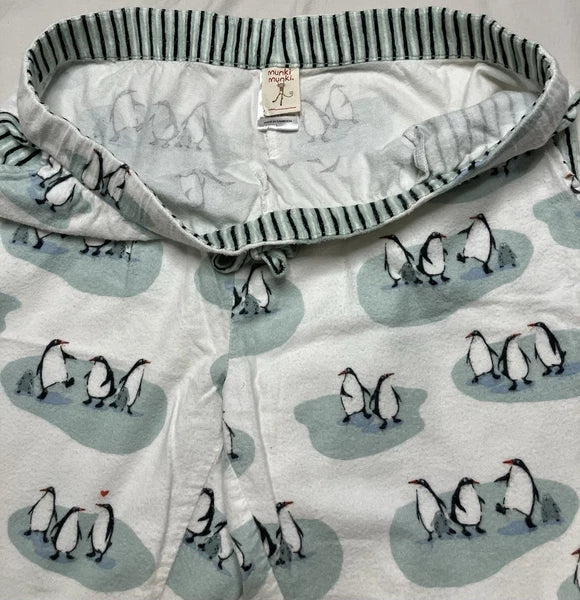 Munki Munki Pajama Set Penguines Top Bottoms Comfy Cozy Flannel Jammies Relax Pj