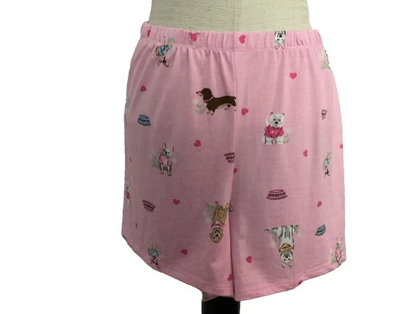 JOYSPUN  SLEEPWEAR SHORTY SET Pink Dogs Tank & Shorts Sz L*