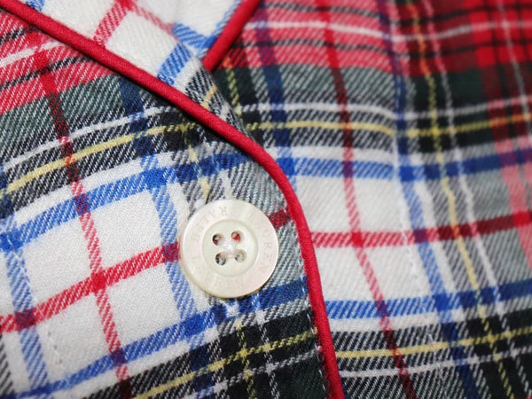 RALPH LAUREN Size M Women's Pajama Ivory Plaid BRUSHED TWILL Pant Set NEW