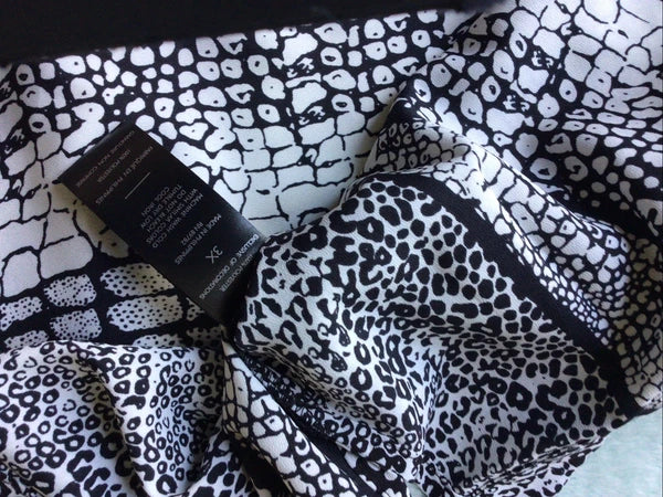 Natori Pajamas Shirt Pants Black White Animal Print Size 3XL Lounge Wear