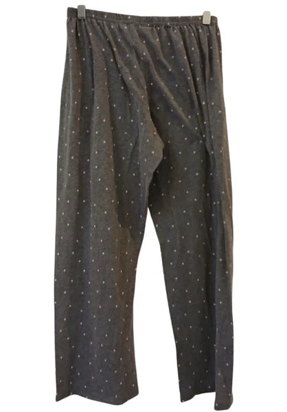 Laura Ashley Womens Medium Gray Pajama Set Polka Dots Piping Short SleeveTop V38