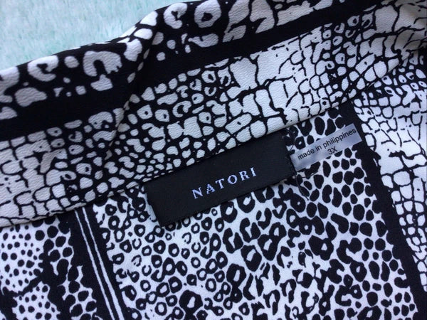 Natori Pajamas Shirt Pants Black White Animal Print Size 3XL Lounge Wear