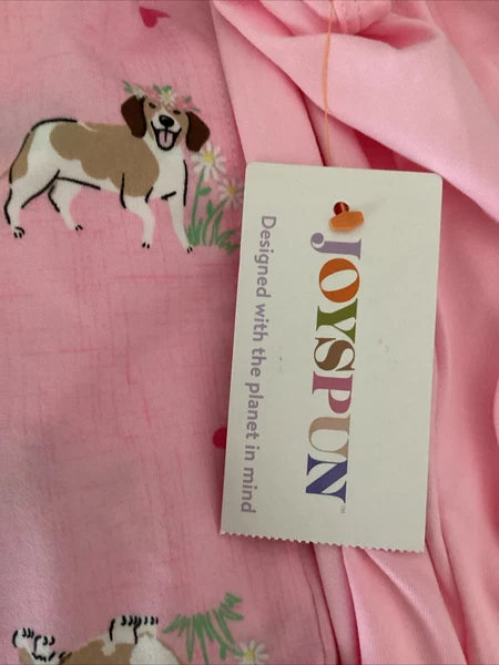 JOYSPUN  SLEEPWEAR SHORTY SET Pink Dogs Tank & Shorts Sz L*