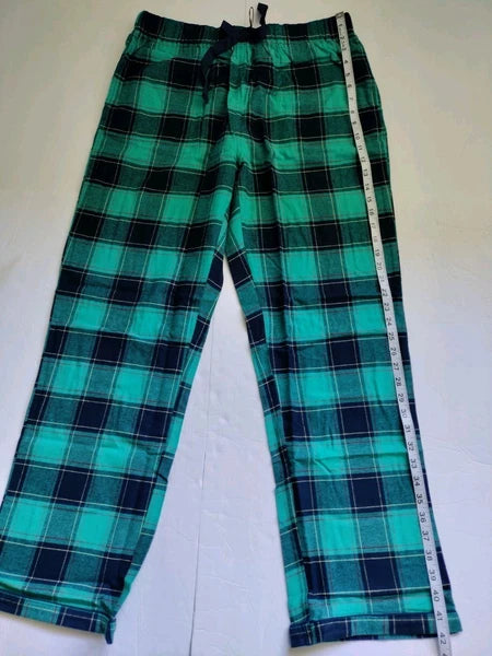 Lands End Women’s Large 2-piece Blue Green Cotton Flannel Pajama Set NWT