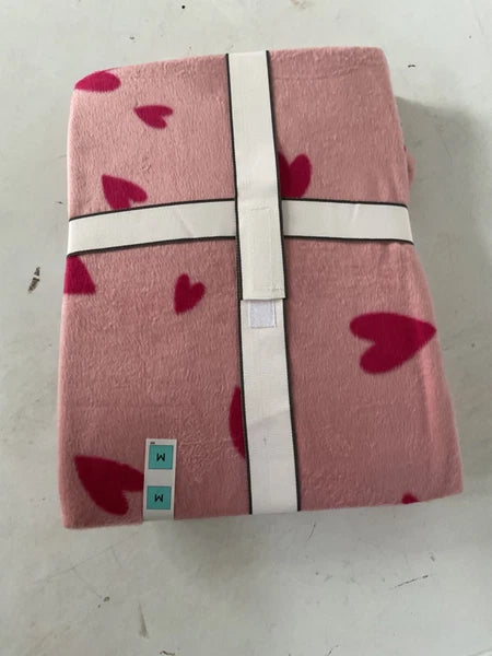 LADIES FLEECE HEART PRINT PYJAMAS SET PINK MIX COLOUR LARGE SIZE