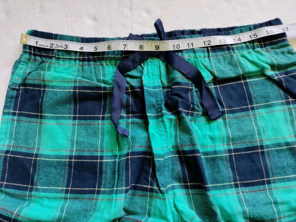 Lands End Women’s Large 2-piece Blue Green Cotton Flannel Pajama Set NWT