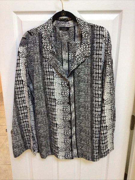 Natori Pajamas Shirt Pants Black White Animal Print Size 3XL Lounge Wear