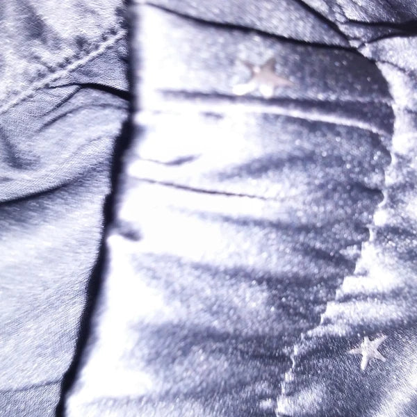 Victoria Secret Pajama Set Sleepwear XL Black Silver Stars Satin Long Sleeve New