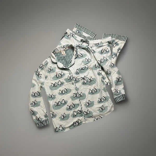 Munki Munki Pajama Set Penguines Top Bottoms Comfy Cozy Flannel Jammies Relax Pj