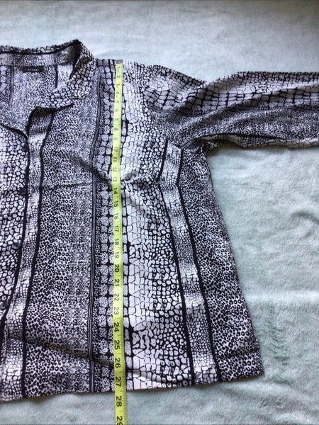 Natori Pajamas Shirt Pants Black White Animal Print Size 3XL Lounge Wear