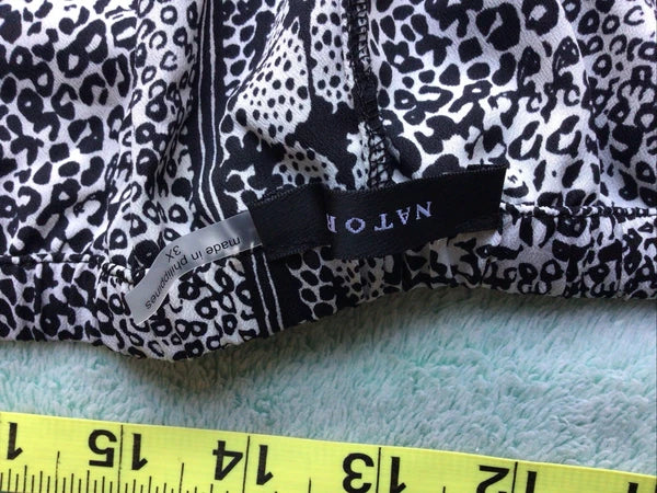 Natori Pajamas Shirt Pants Black White Animal Print Size 3XL Lounge Wear