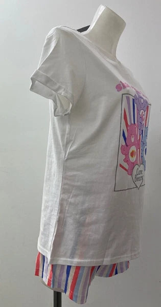 Ladies New Care Bears 100% Cotton Shorts & Top  PJs Set Size  6-22