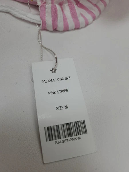 NEW STARFIT Long Pajama Set - White Pink Size Medium