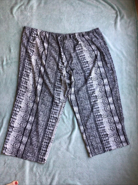 Natori Pajamas Shirt Pants Black White Animal Print Size 3XL Lounge Wear