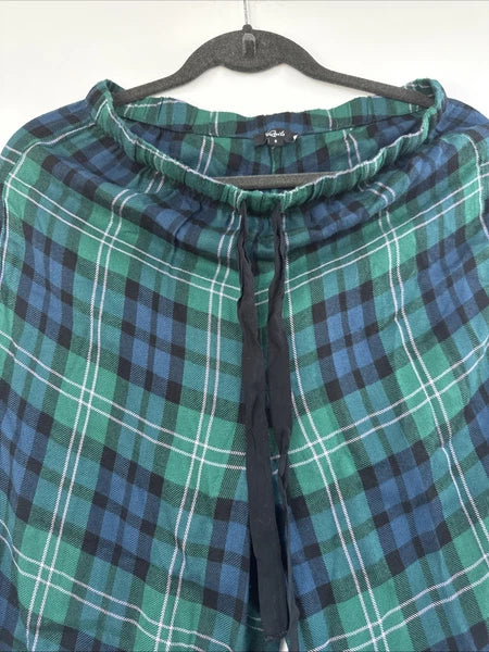 NEW $168 Rails Clara Midnight Emerald Blue Plaid Long Sleeve Pajamas Set Small