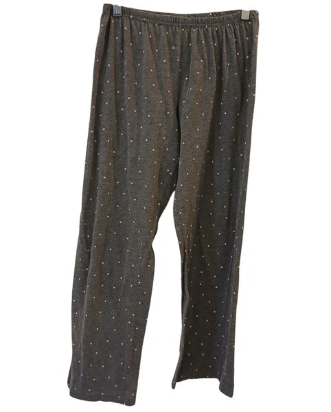 Laura Ashley Womens Medium Gray Pajama Set Polka Dots Piping Short SleeveTop V38