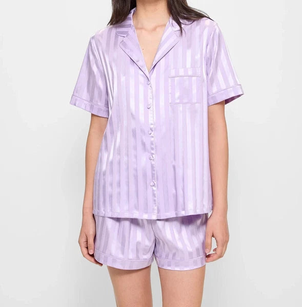 LADIES size M / 12 Lilac purple Satin button up summer pyjamas Target NEW