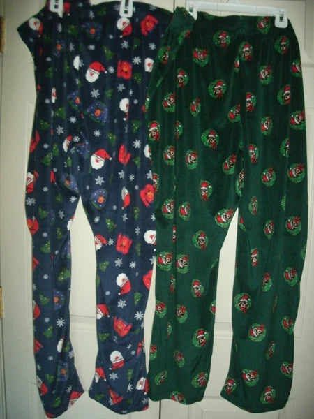 NEW Womens Christmas Pajama Lounge PJ Pants Set of 2 Sz Jr XL (16-8) microfleece