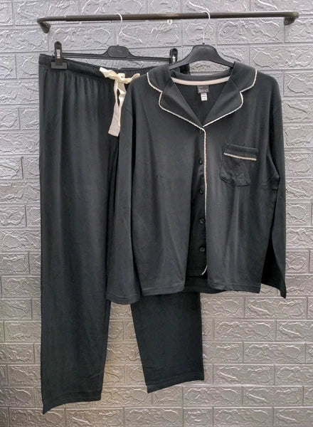 New Felina Jessie Long Sleeve Pajama Set Black Size L