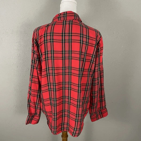 Victorias Secret Pajama Set Size M Red Plaid Soft Cotton Flannel Sleep Lounge