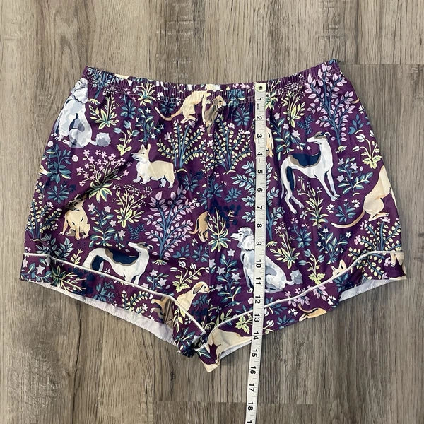 NIP Purple Dog Print Pajama Set Shorts Collared Button Front Top Amethyst NEW! L