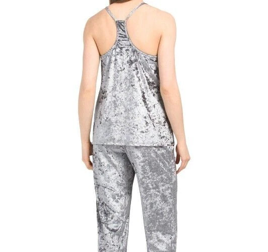 NWT Josie Natori GRANITE GRAY VELVET CRUSH Soft Pajama/Lounge Set S GORGEOUS