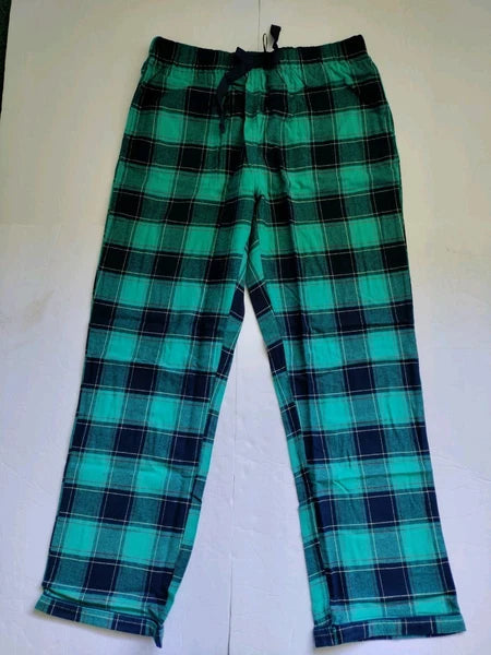 Lands End Women’s Large 2-piece Blue Green Cotton Flannel Pajama Set NWT