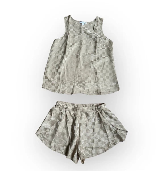 Lunya Washable Silk Pajama Set SizeXS Beige New
