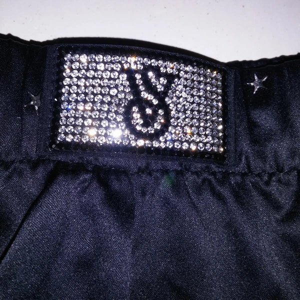 Victoria Secret Pajama Set Sleepwear XL Black Silver Stars Satin Long Sleeve New