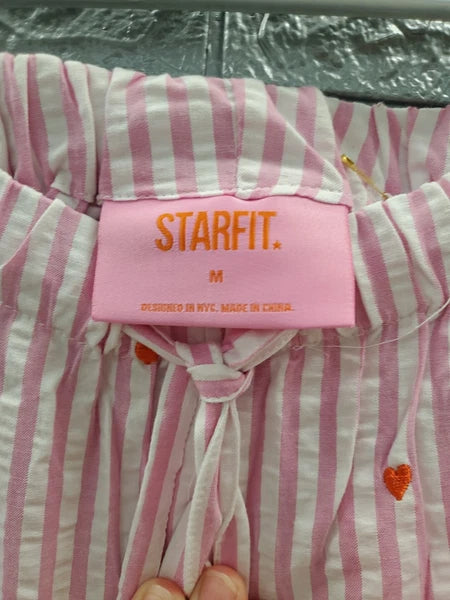 NEW STARFIT Long Pajama Set - White Pink Size Medium