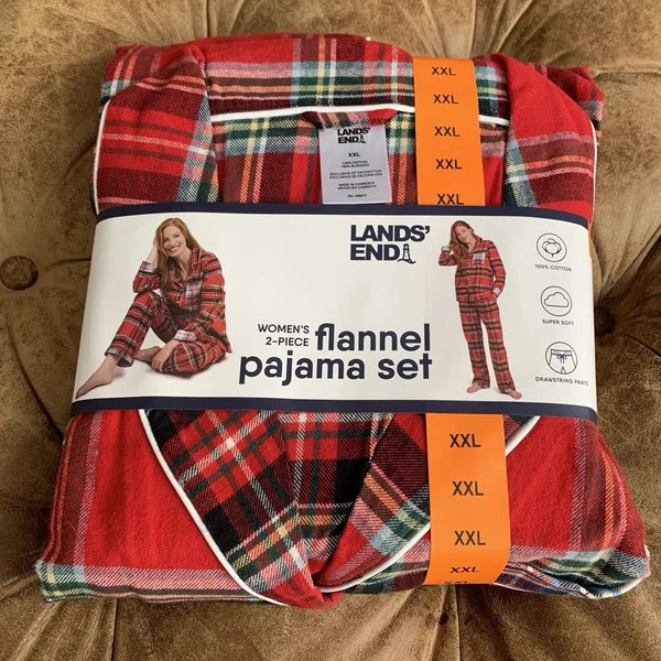 Land’s End Women’s 2 Piece Soft Flannel Pajama Set Size XL Draw String Waist. T