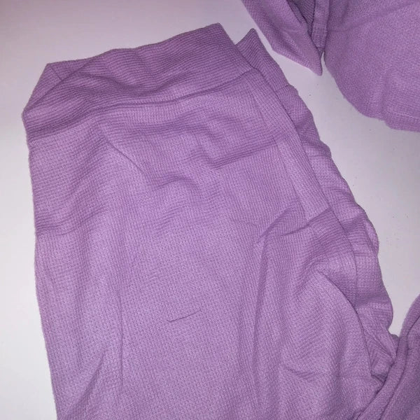 Victoria Secret Pajama Set XXL Top & Bottom Purple Glow Waffle Henley Jogger New