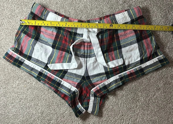 Victoria’s Secret Red Green Plaid Comfy Casual Summer Fall Sleep PJ Shorts Large