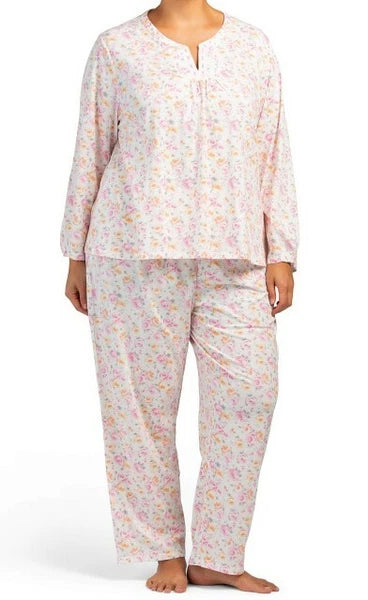 Nwt $60 Aria WATERCOLOR ROSES 2 Pc Long Sleeve Top & Long Pants Pajama Set 2X