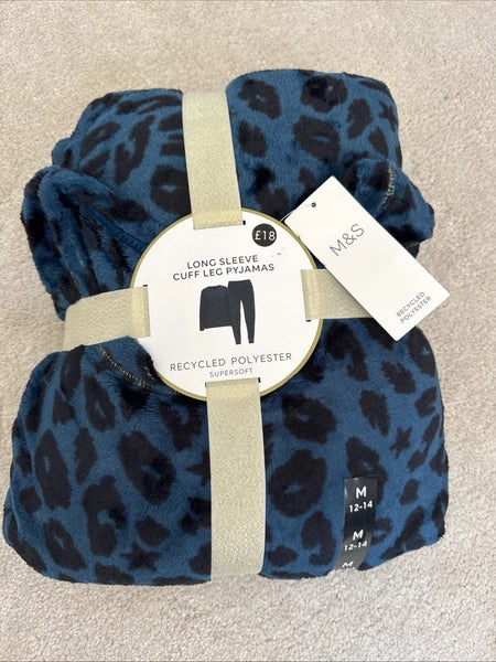 Marks and Spencer Long Sleeve Cuff Leg Supersoft Pyjama Set Size M 12-14