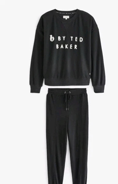 Ted Baker Size 10 Womens Black Waffle Pyjamas Joggers Loungewear Set BNWT