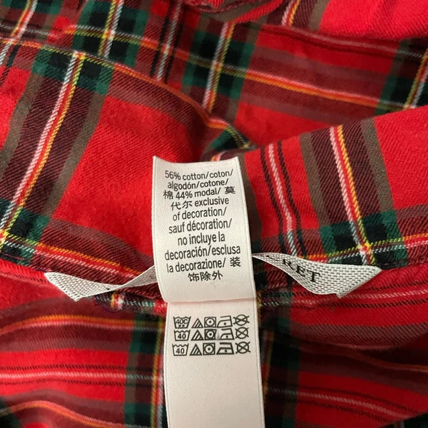 Victorias Secret Pajama Set Size M Red Plaid Soft Cotton Flannel Sleep Lounge