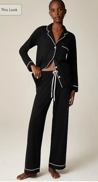 J.Crew Dreamy cotton-blend pajama pant set Size Small Black New NWT