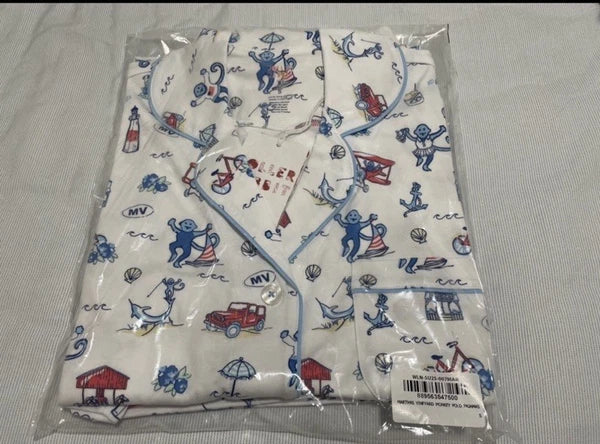 Martha’s Vineyard Roller Rabbit Exclusive Short Sleeve Polo Pajama Set Small
