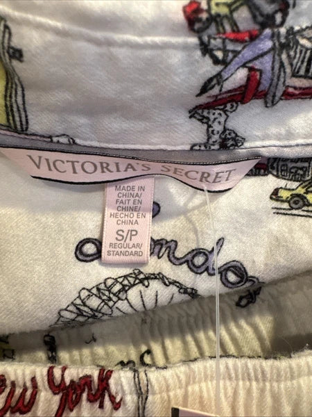 Victoria's Secret NY/London Print Long Sleeve Button Up Pajama Set Small NWT