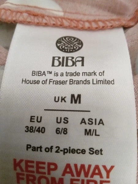 RRP£62.99 Biba Printed Lux Pyjama Set Women Size UK Medium 12-14 Jungle Cat Gift