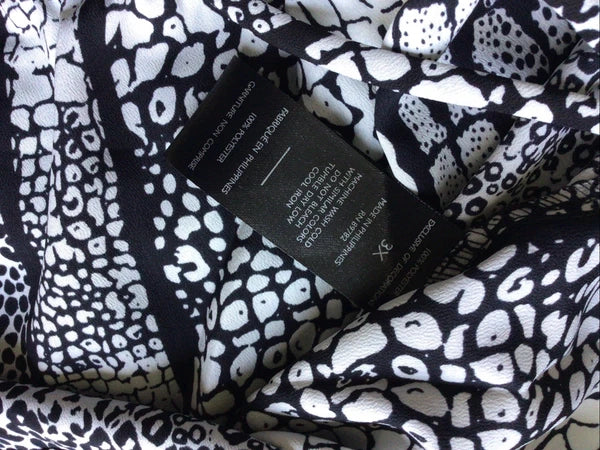 Natori Pajamas Shirt Pants Black White Animal Print Size 3XL Lounge Wear